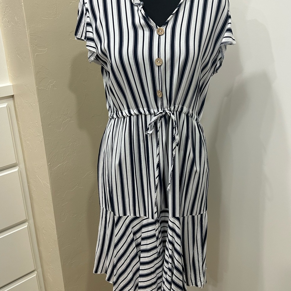 Seven Islands Striped Navy and White Dress- large